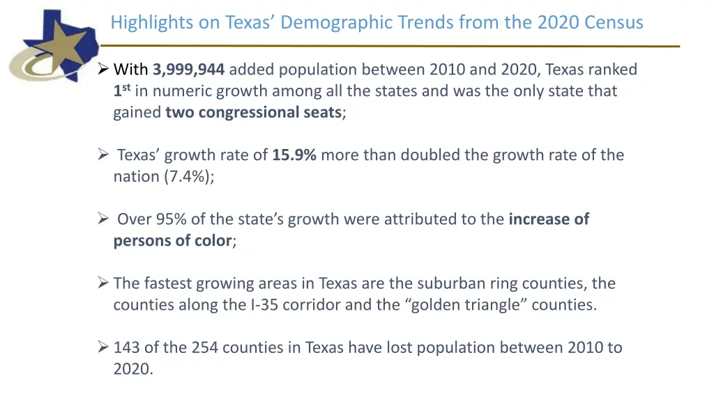 highlights on texas demographic trends from