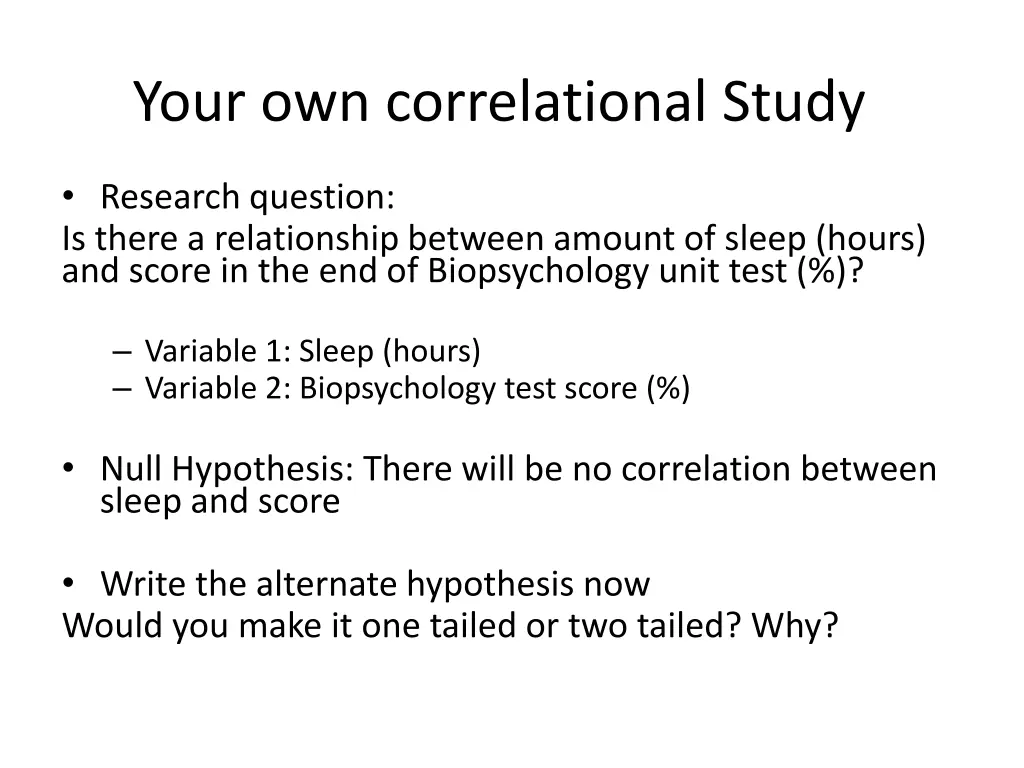 your own correlational study