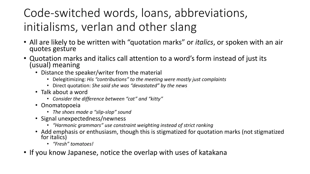 code switched words loans abbreviations 1