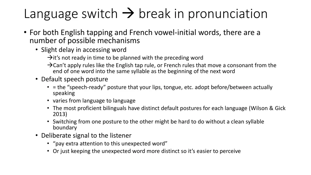 language switch break in pronunciation