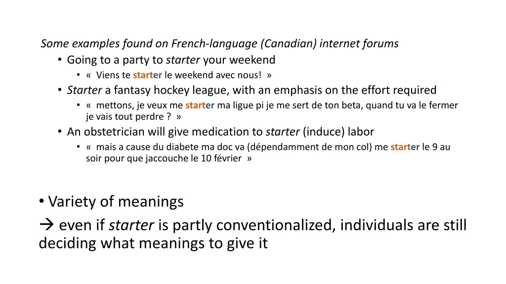 some examples found on french language canadian
