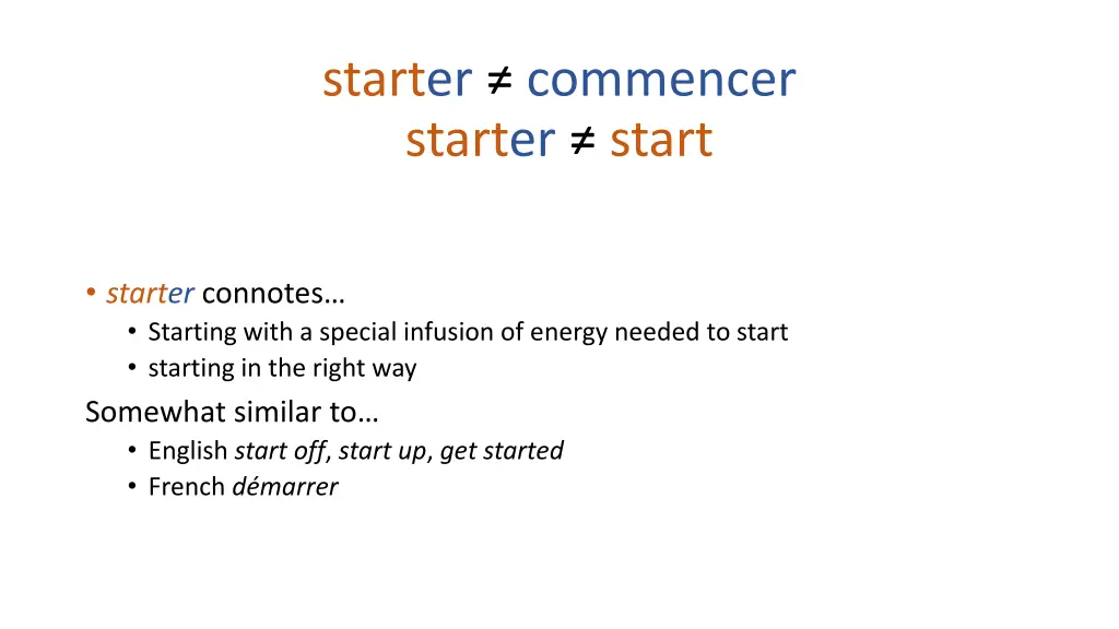 starter commencer starter start