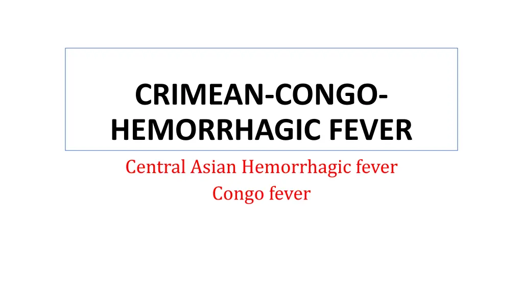 crimean congo hemorrhagic fever central asian