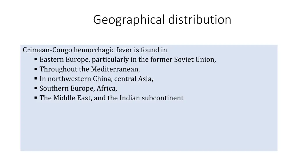 geographical distribution