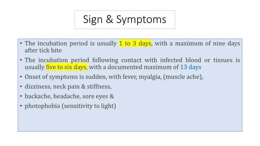 sign symptoms