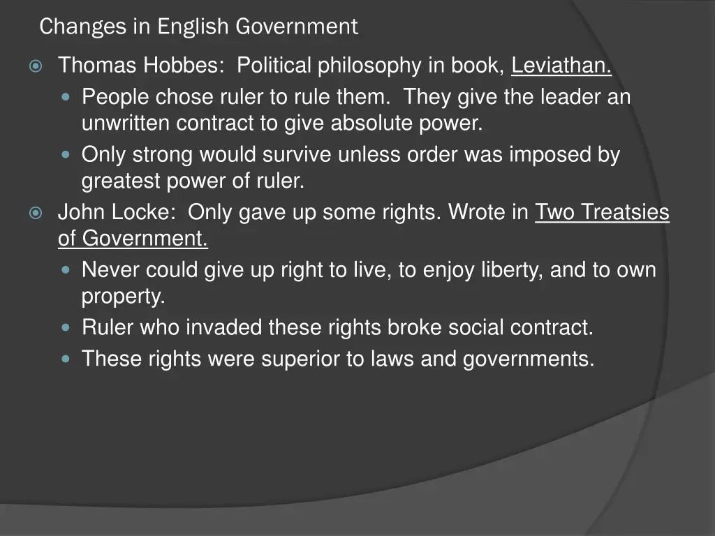 changes in english government