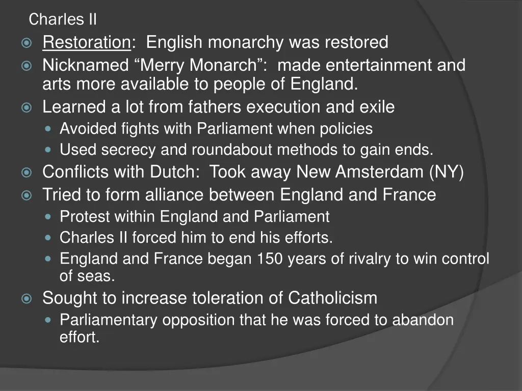 charles ii restoration english monarchy