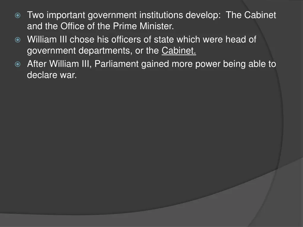 two important government institutions develop
