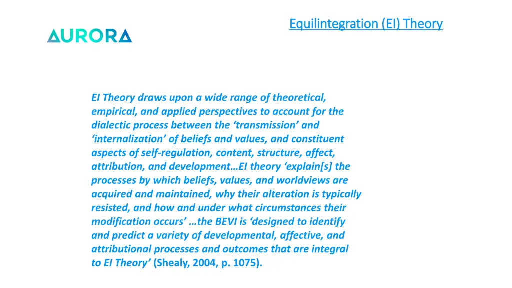 equilintegration equilintegration ei theory