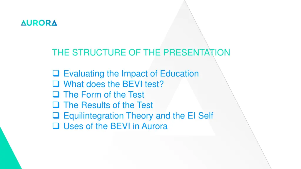 the structure of the presentation