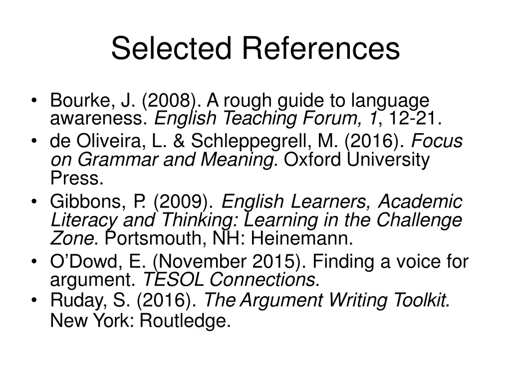 selected references