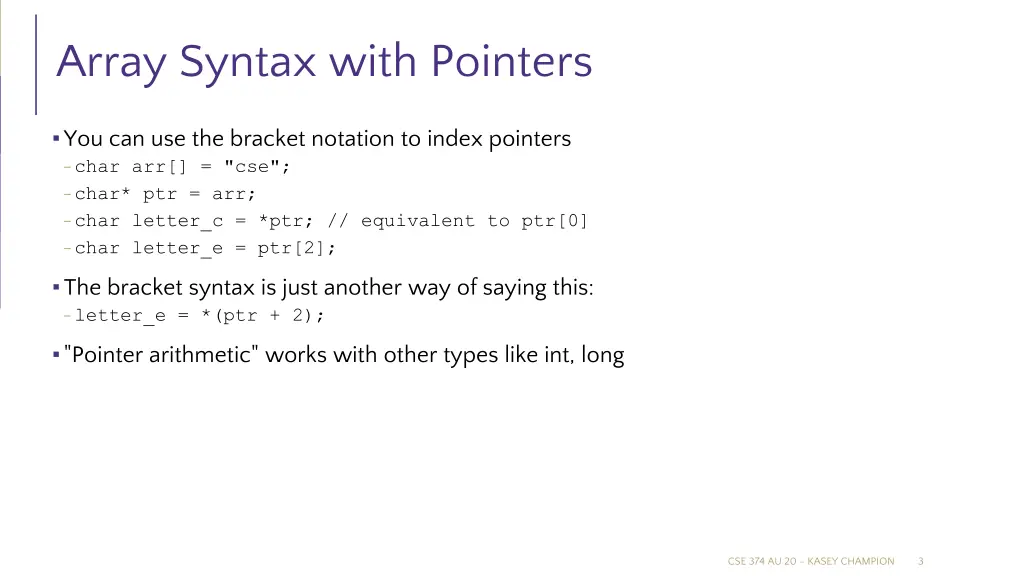 array syntax with pointers