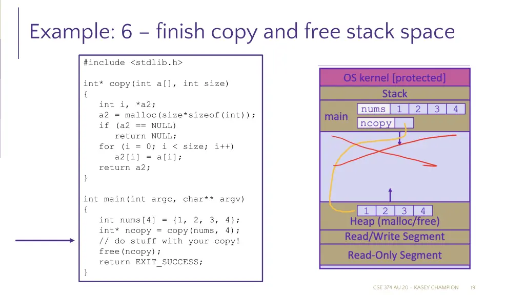 example 6 finish copy and free stack space