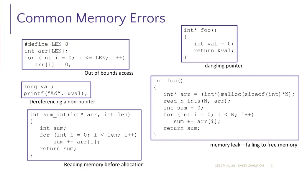 common memory errors 1