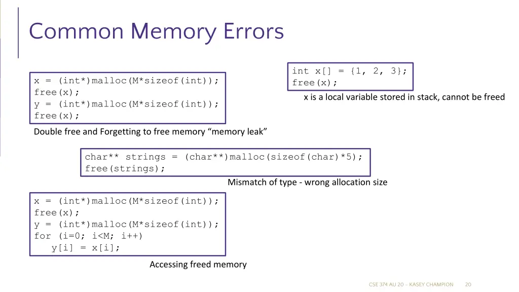 common memory errors