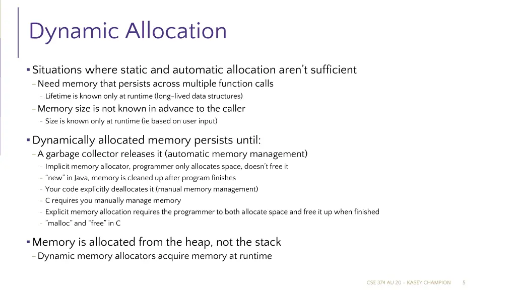 dynamic allocation