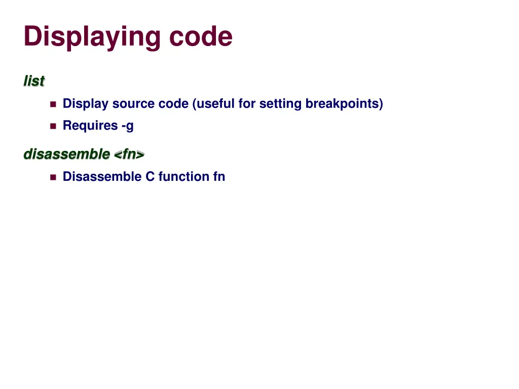 displaying code