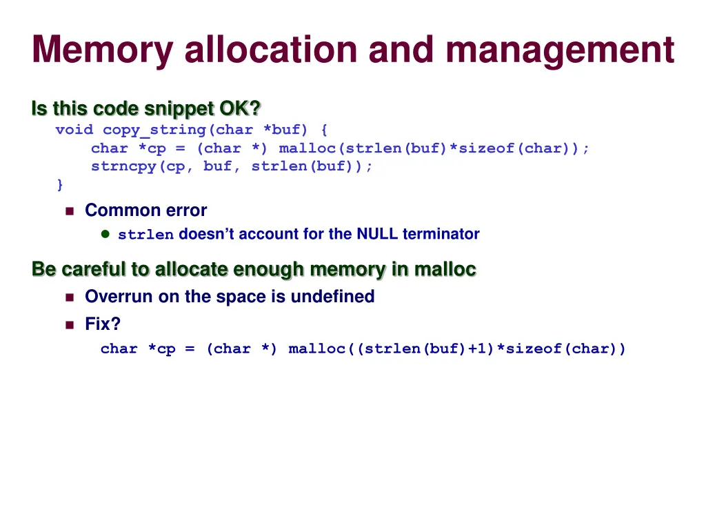 memory allocation and management 1