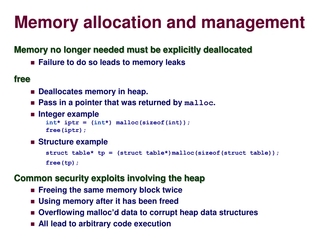 memory allocation and management 2