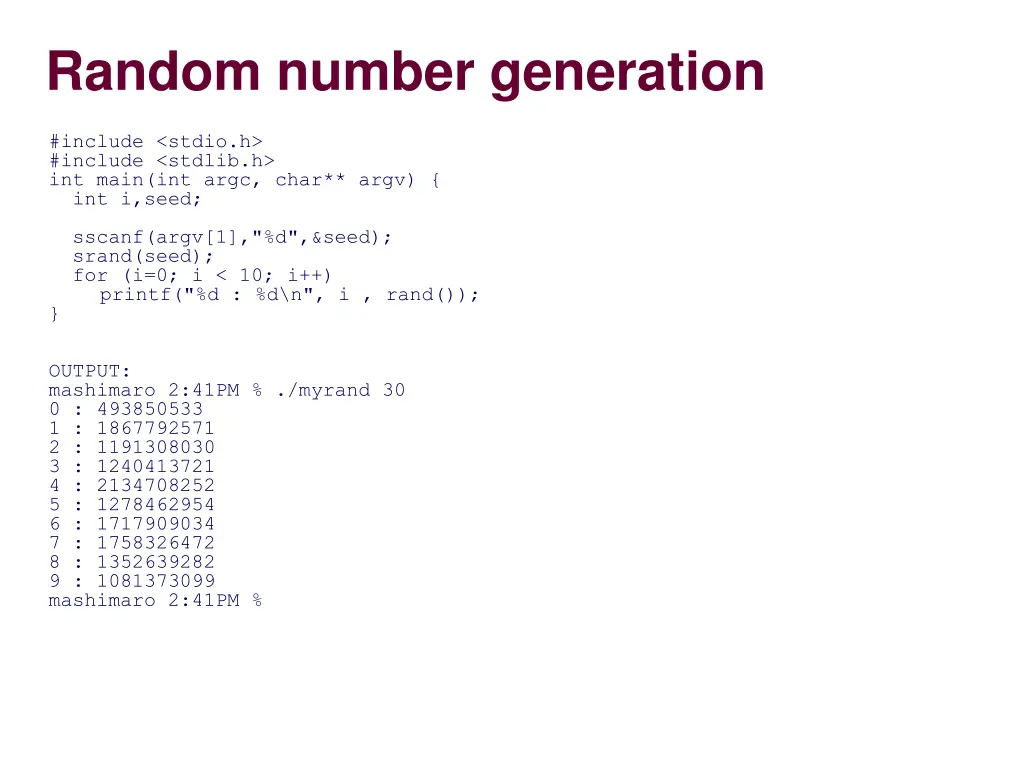random number generation 1