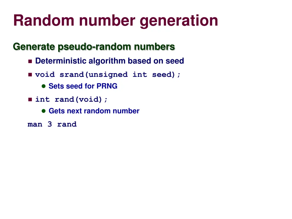 random number generation