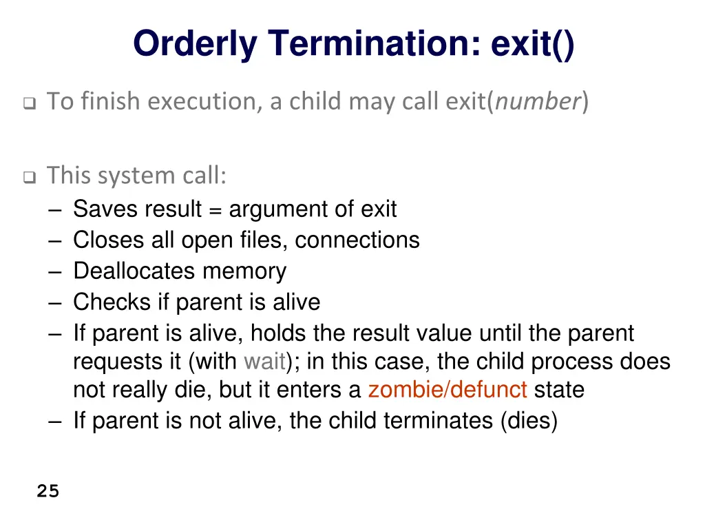 orderly termination exit