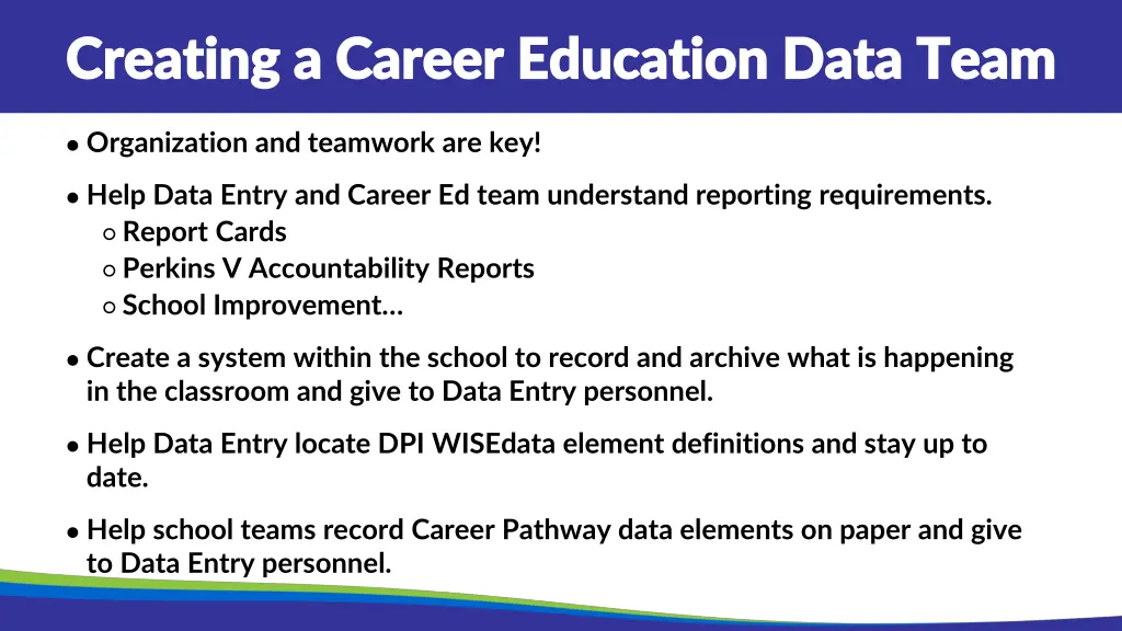 creating a career education data team creating