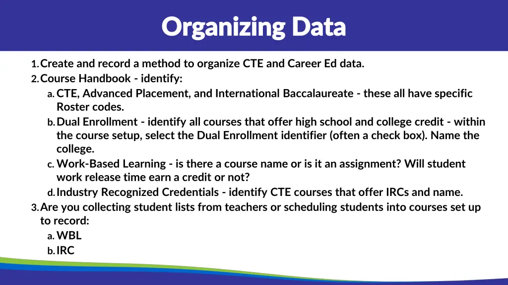 organizing data organizing data