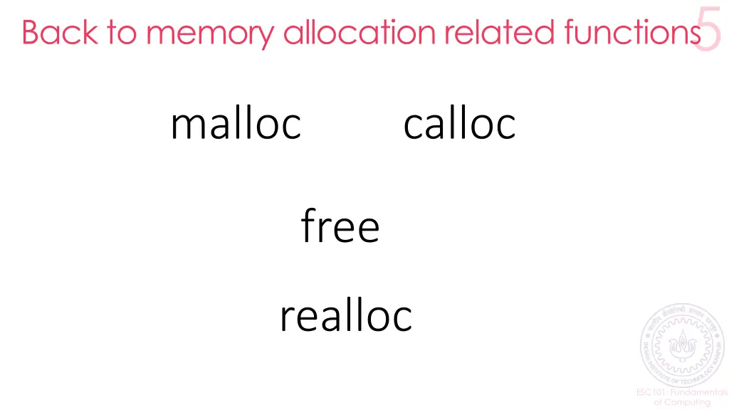 back to memory allocation related functions