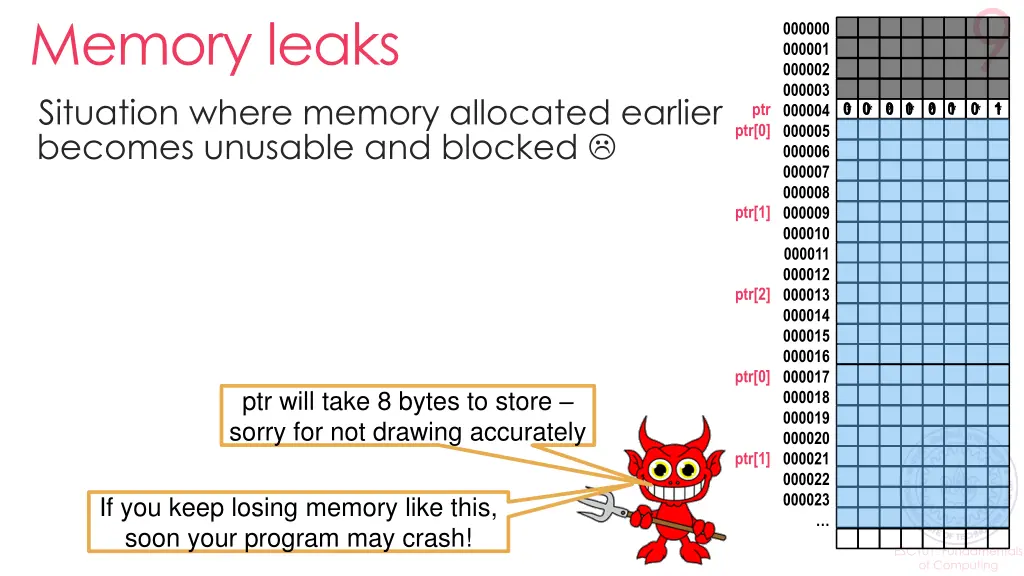 memory leaks situation where memory allocated