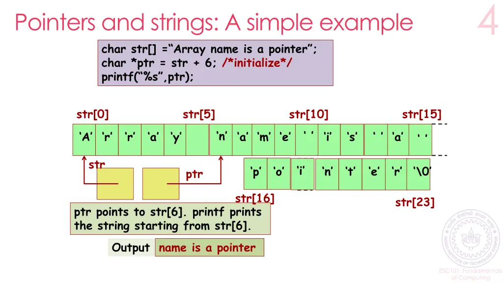 pointers and strings a simple example char