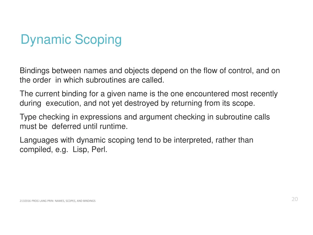 dynamic scoping