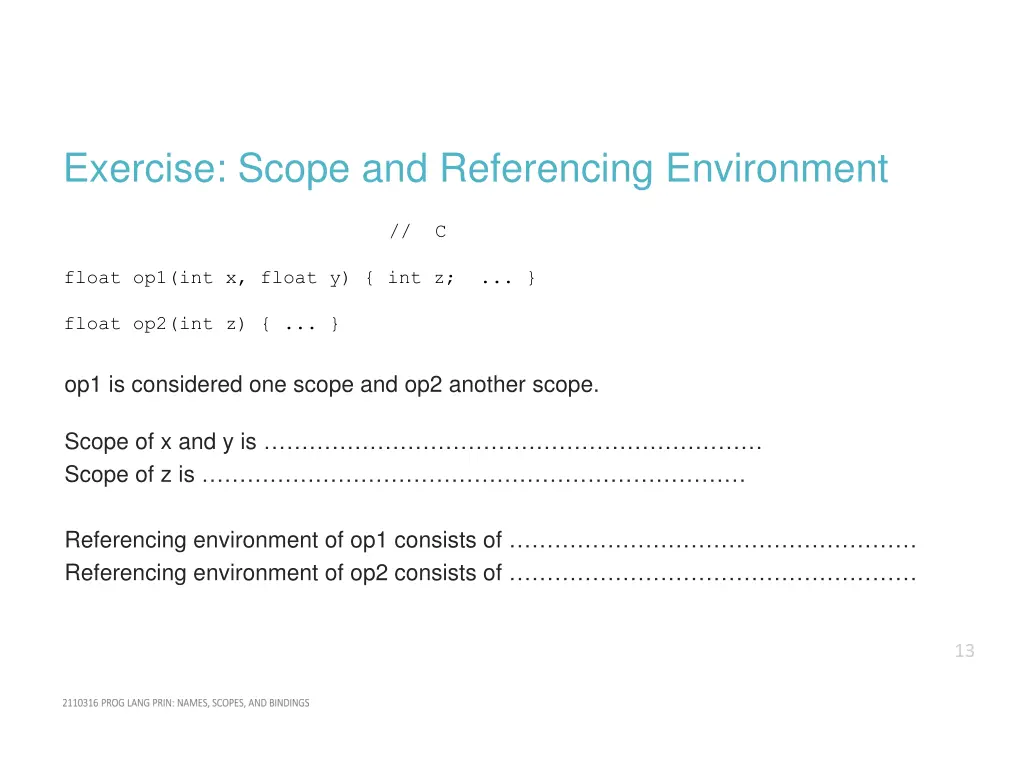 exercise scope and referencing environment
