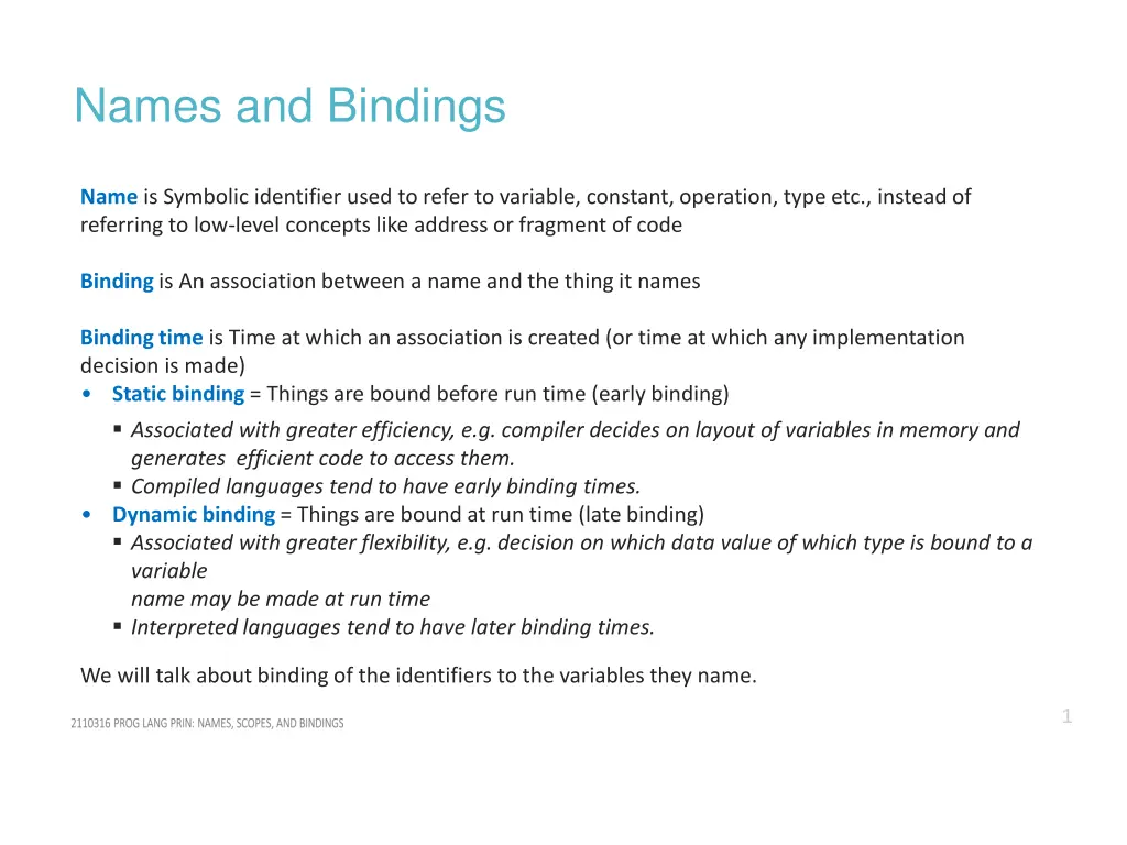 names and bindings