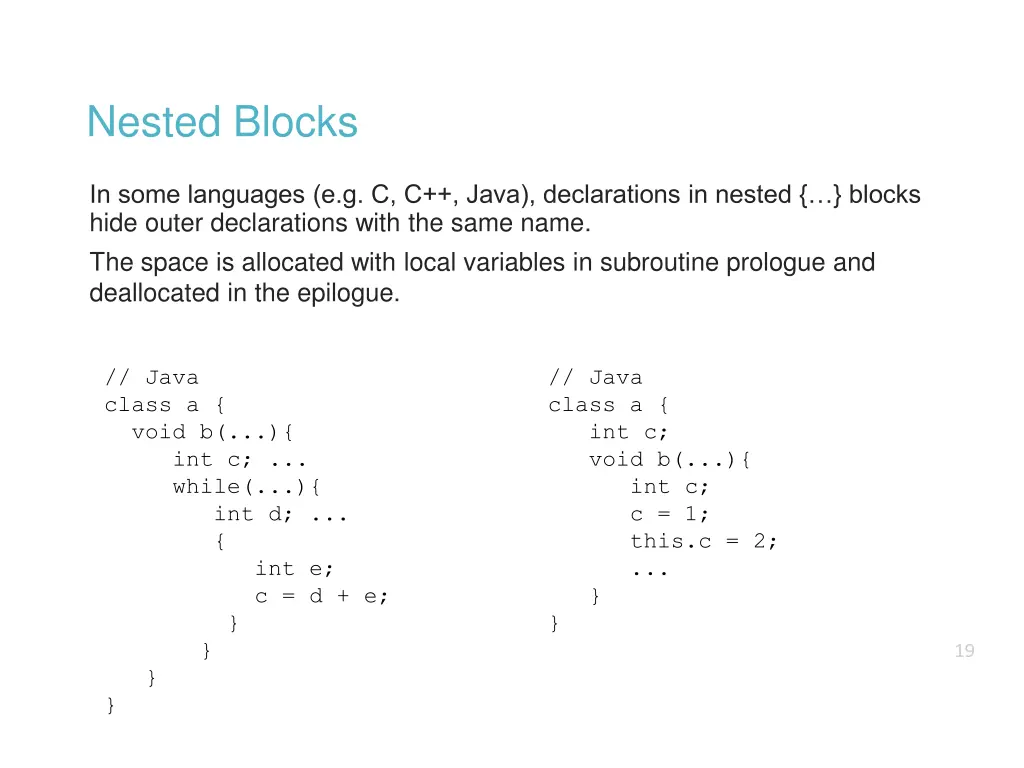 nested blocks