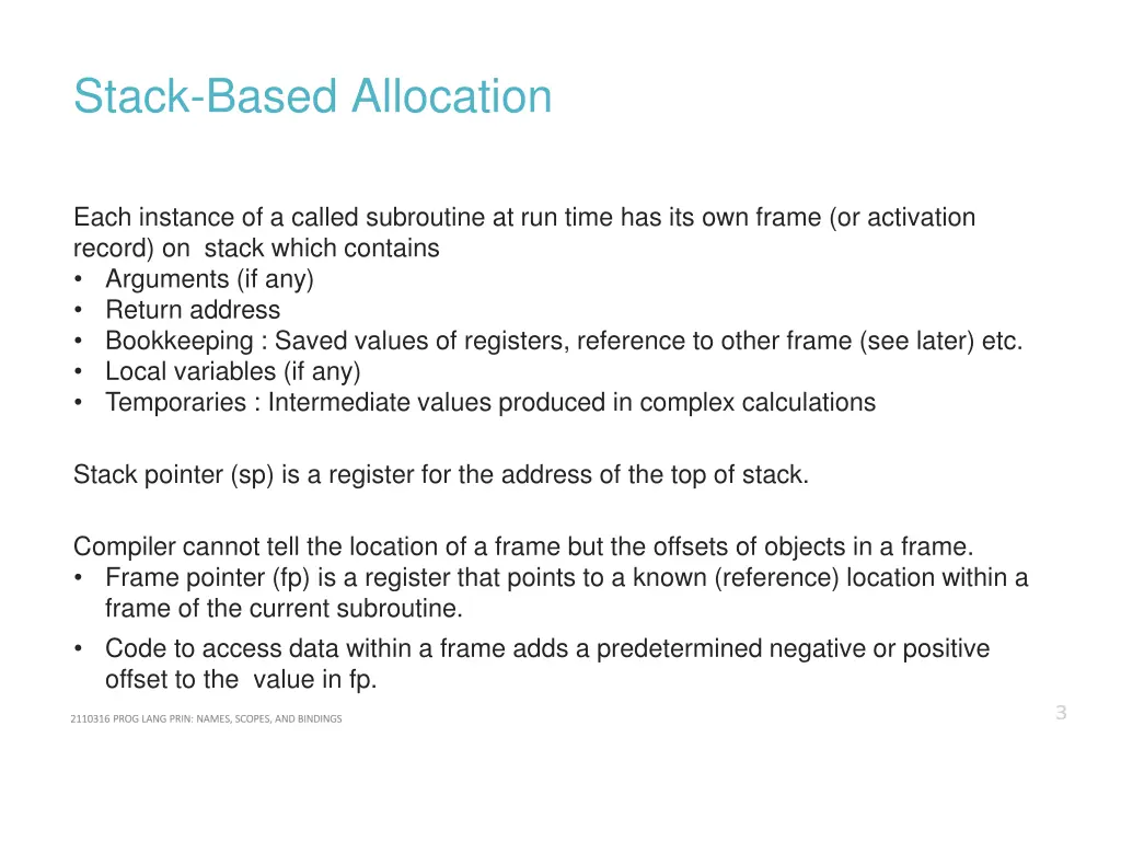 stack based allocation