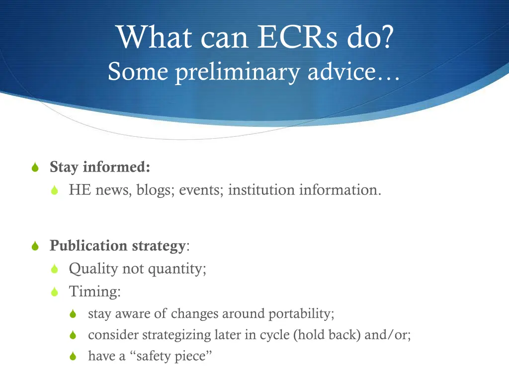 what can ecrs do some preliminary advice