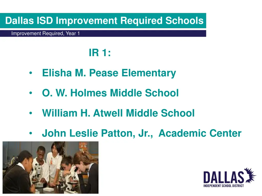 dallas isd improvement required schools