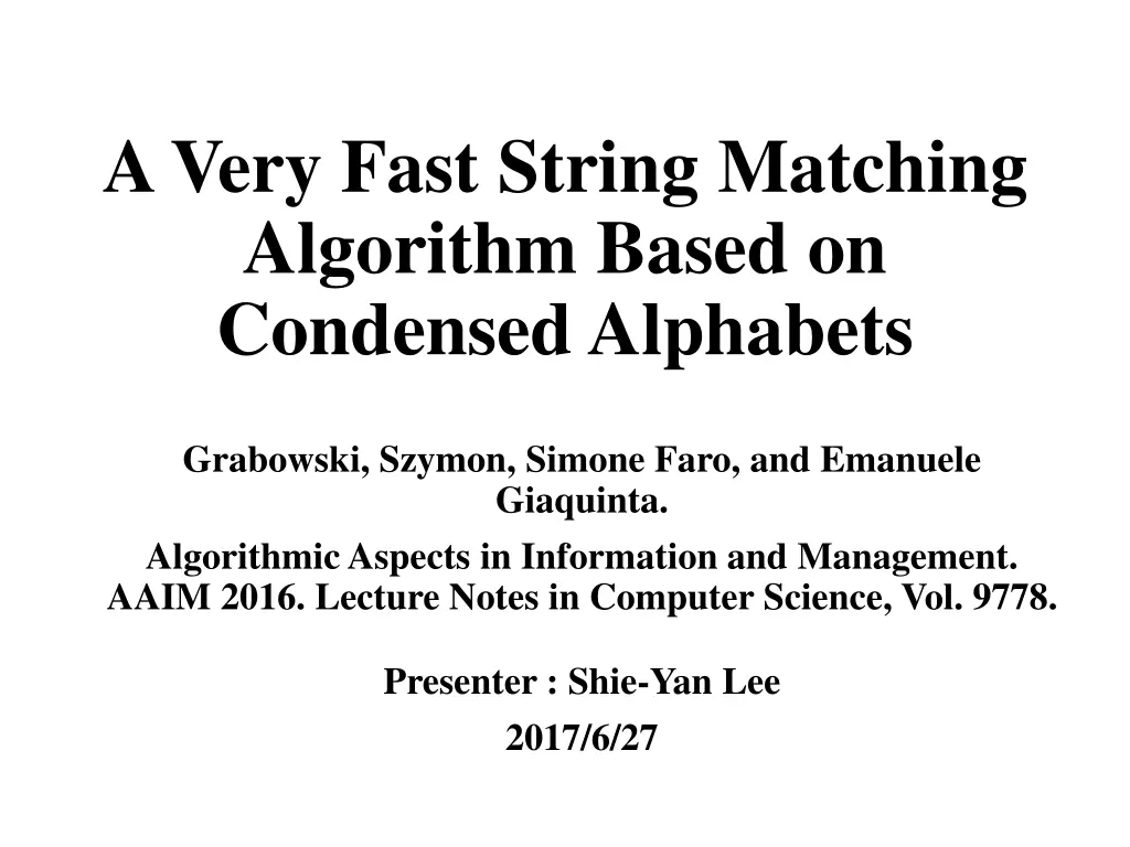a very fast string matching algorithm based