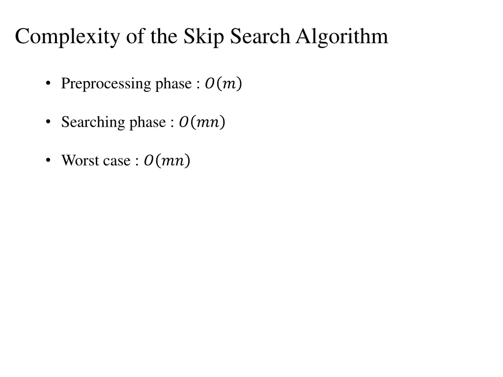 complexity of the skip search algorithm