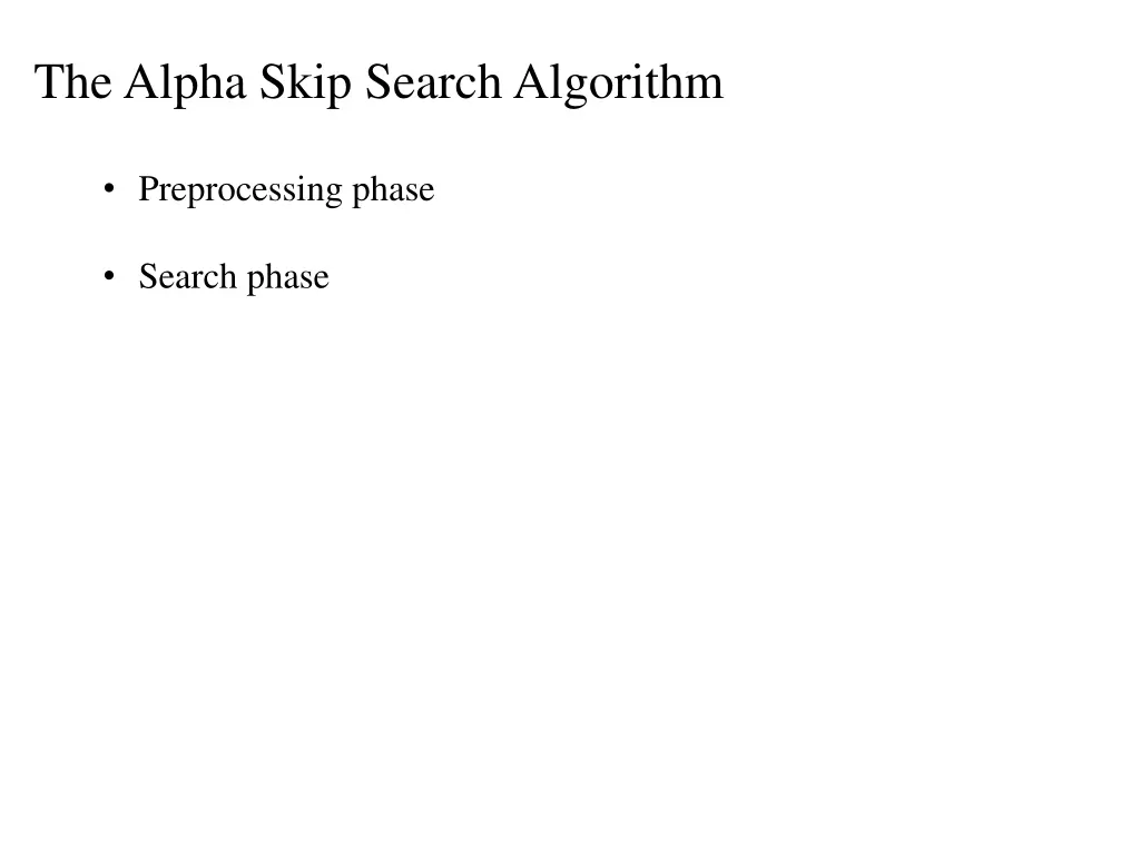 the alpha skip search algorithm