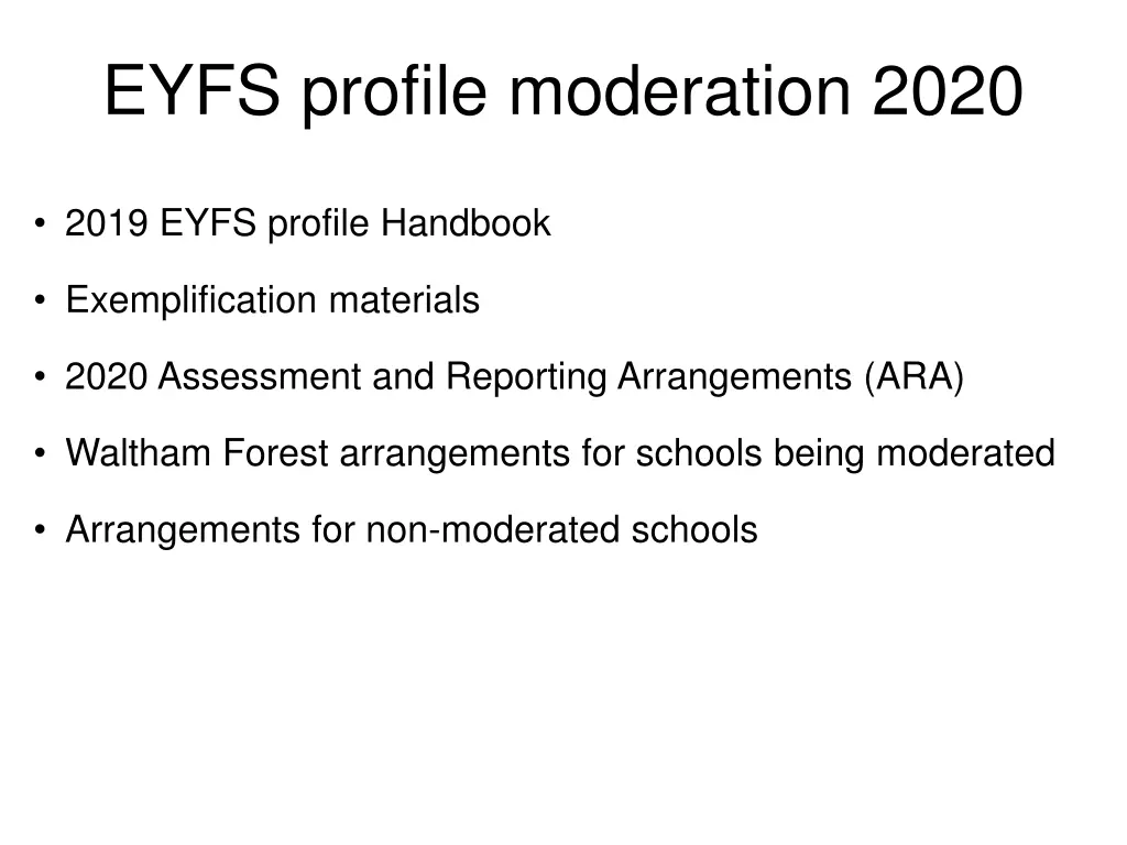 eyfs profile moderation 2020