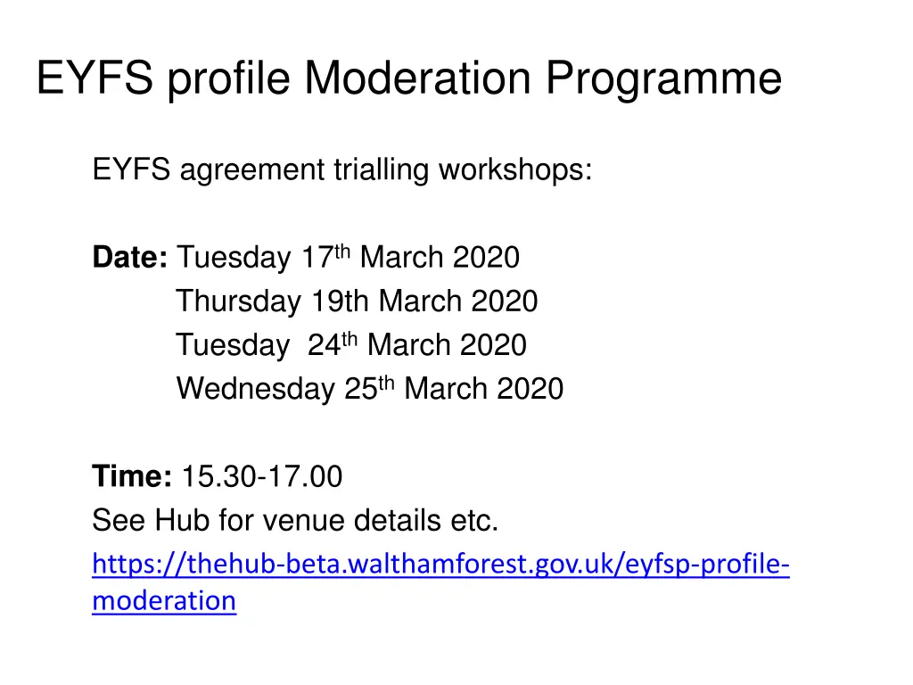 eyfs profile moderation programme 1
