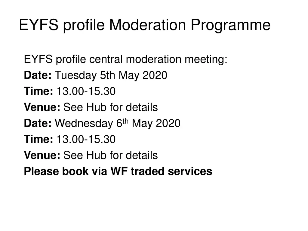 eyfs profile moderation programme 2