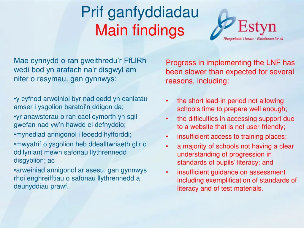 prif ganfyddiadau main findings 2