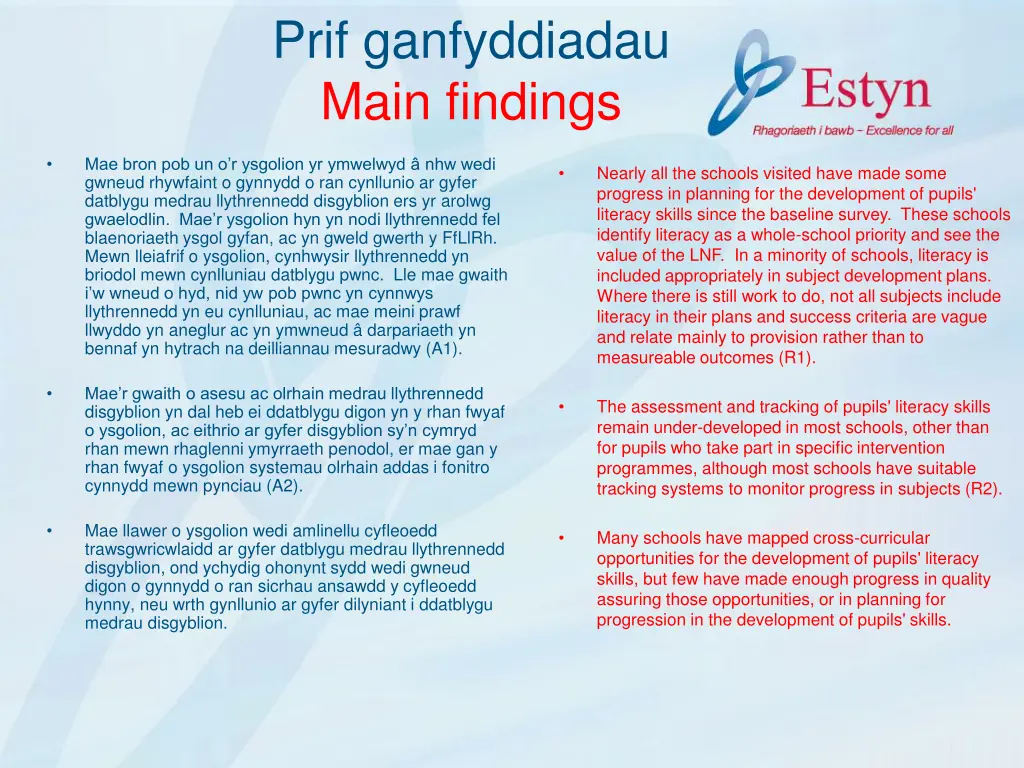 prif ganfyddiadau main findings 3