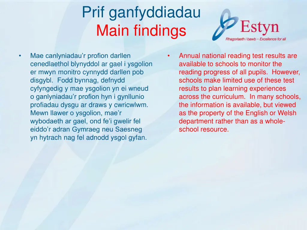 prif ganfyddiadau main findings 7