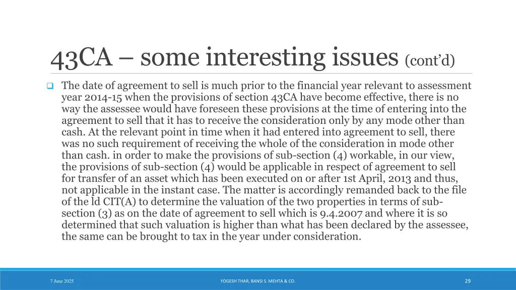 43ca some interesting issues cont d