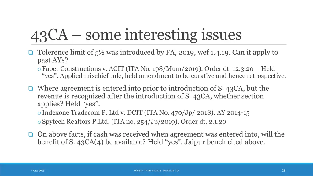 43ca some interesting issues