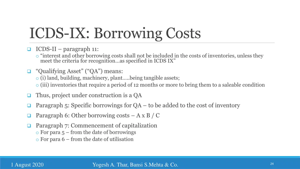icds ix borrowing costs